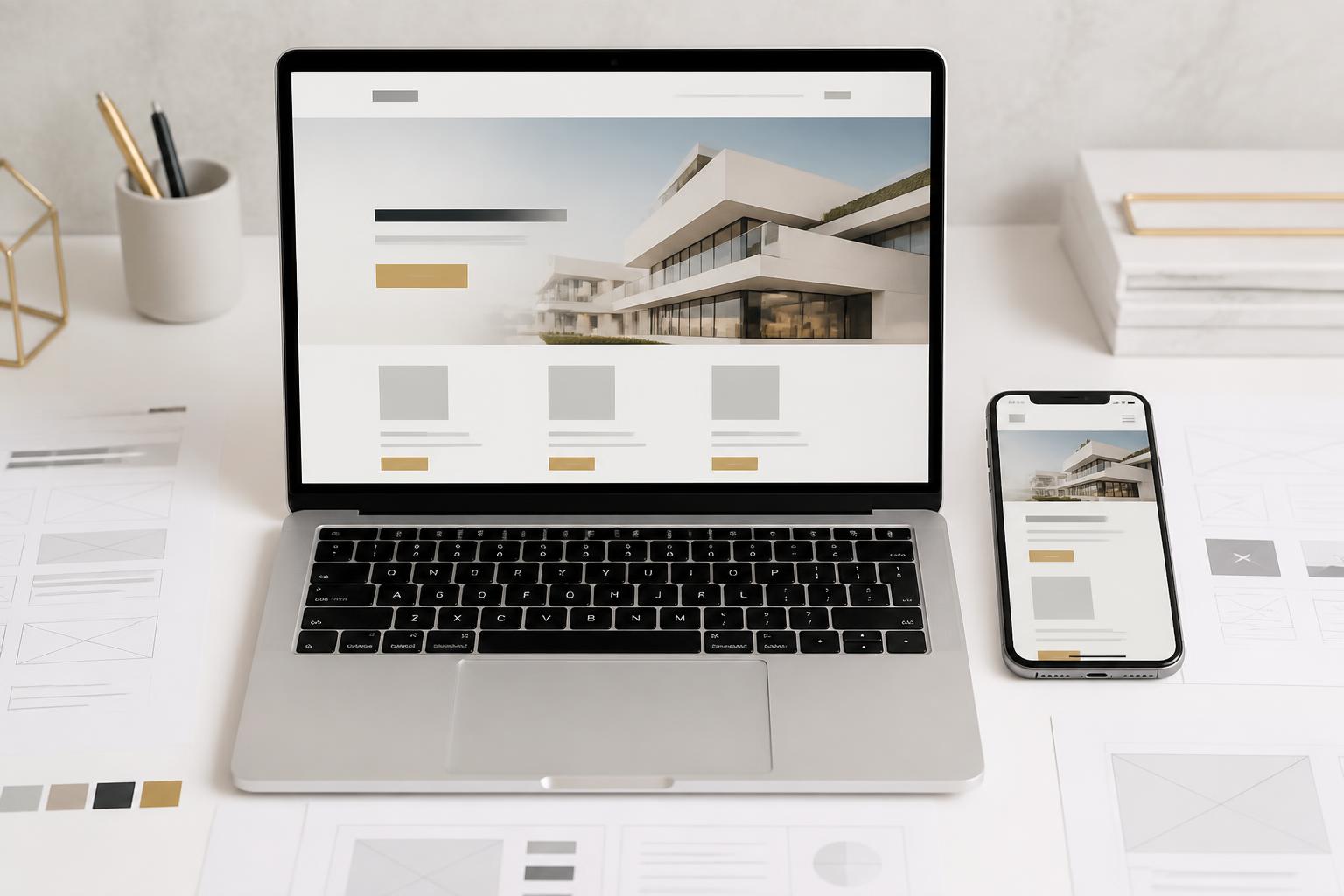 Diseño profesional de una misma página web en computadora y teléfono móvil